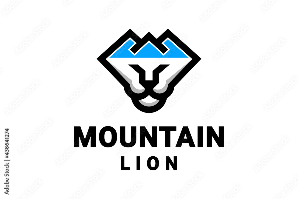 Obraz premium Vector Logo Design Combination Mountain and Lion