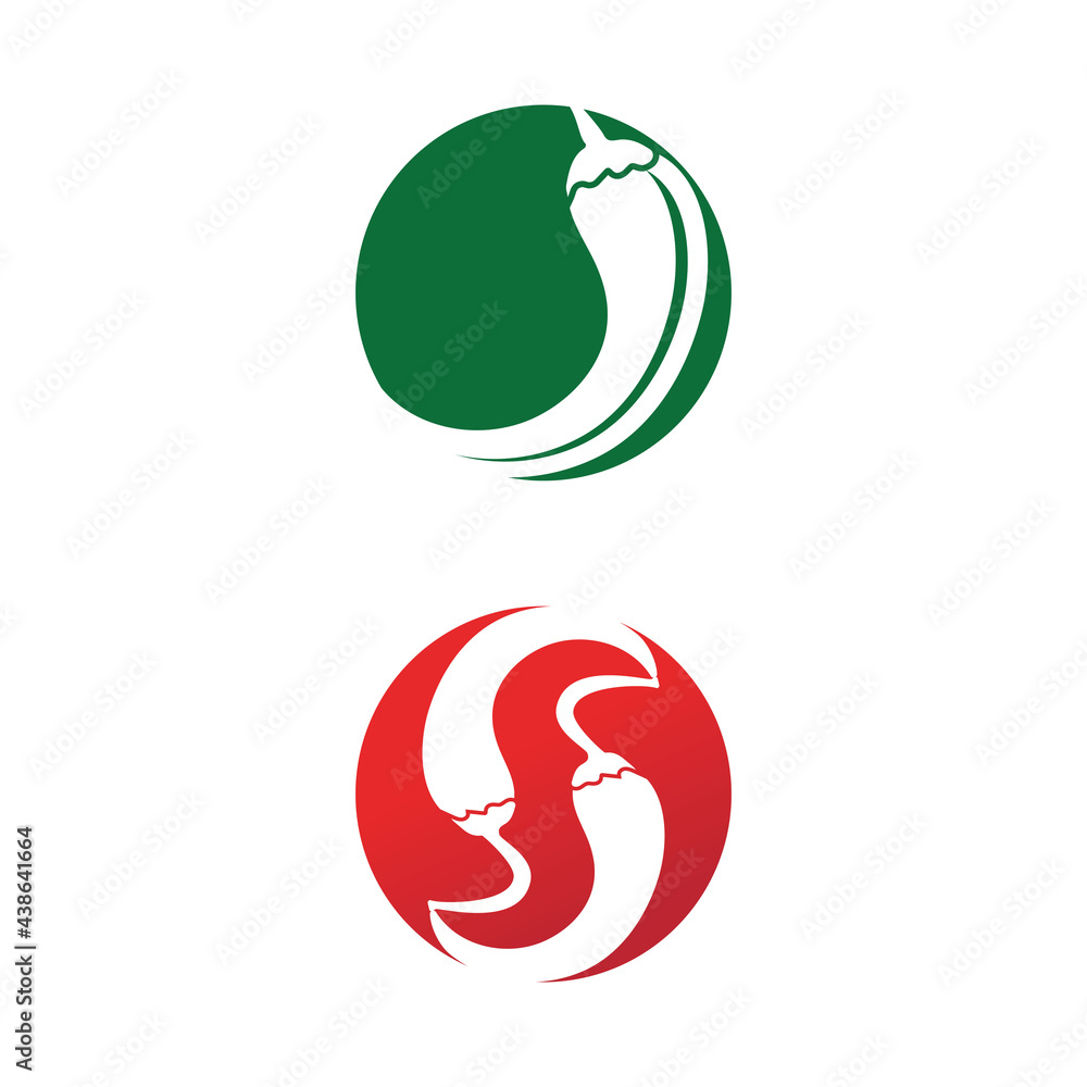 Fototapeta premium Red hot natural chili icon Template vector Illustration
