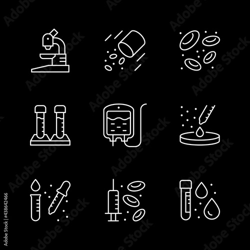 Set line icons of hematology