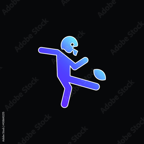 American Football Player Kicking The Ball blue gradient vector icon