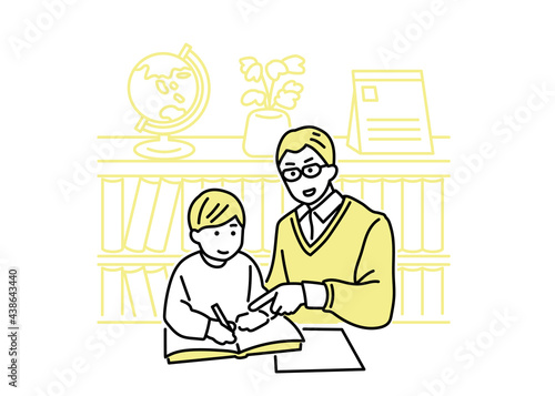 質の高い教育をみんなに　勉強を教えるイラスト