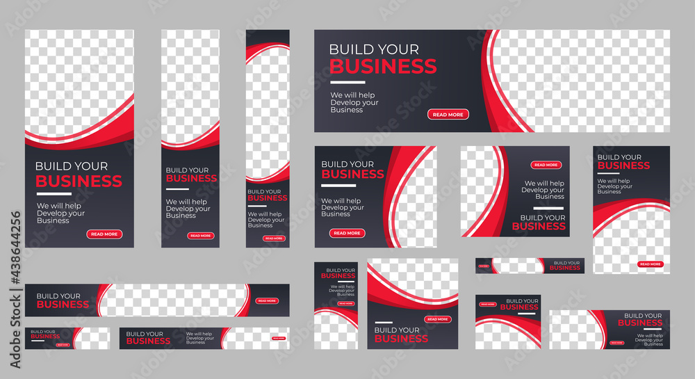 Set of Corporate Business web banners with standard size and place for ...
