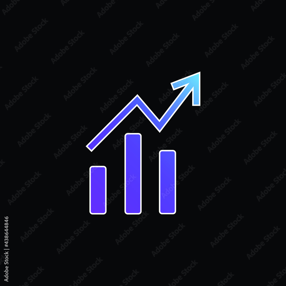 Bars And Line Ascending Graphic Of Data Analytics blue gradient vector icon Bars And Line Ascending Graphic Of Data Analytics blue gradient vector icon