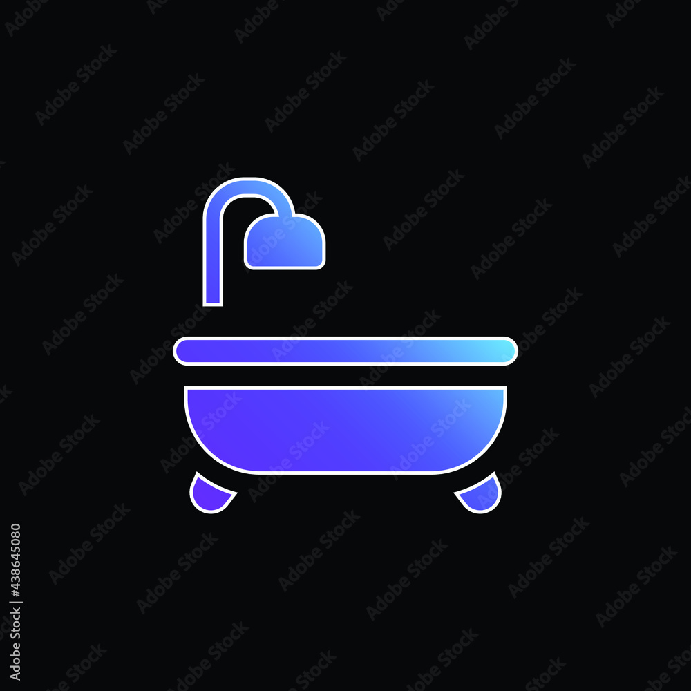 Bathtub blue gradient vector icon Bathtub blue gradient vector icon