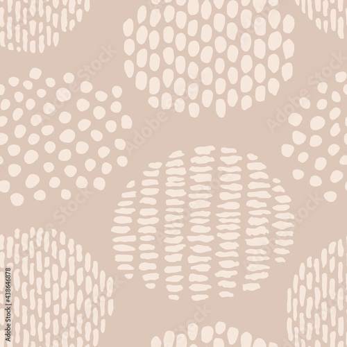 Pale doodle dots seamless pattern. Hand drawn repeat background in skin beige color. For fabric, wrapping, invitations, card, scrapbooking or wallpaper.