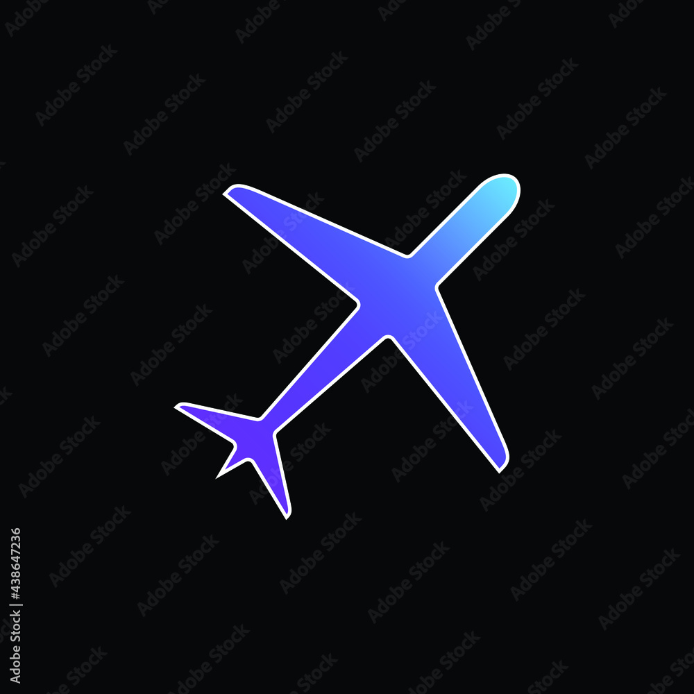Airplane blue gradient vector icon Airplane blue gradient vector icon