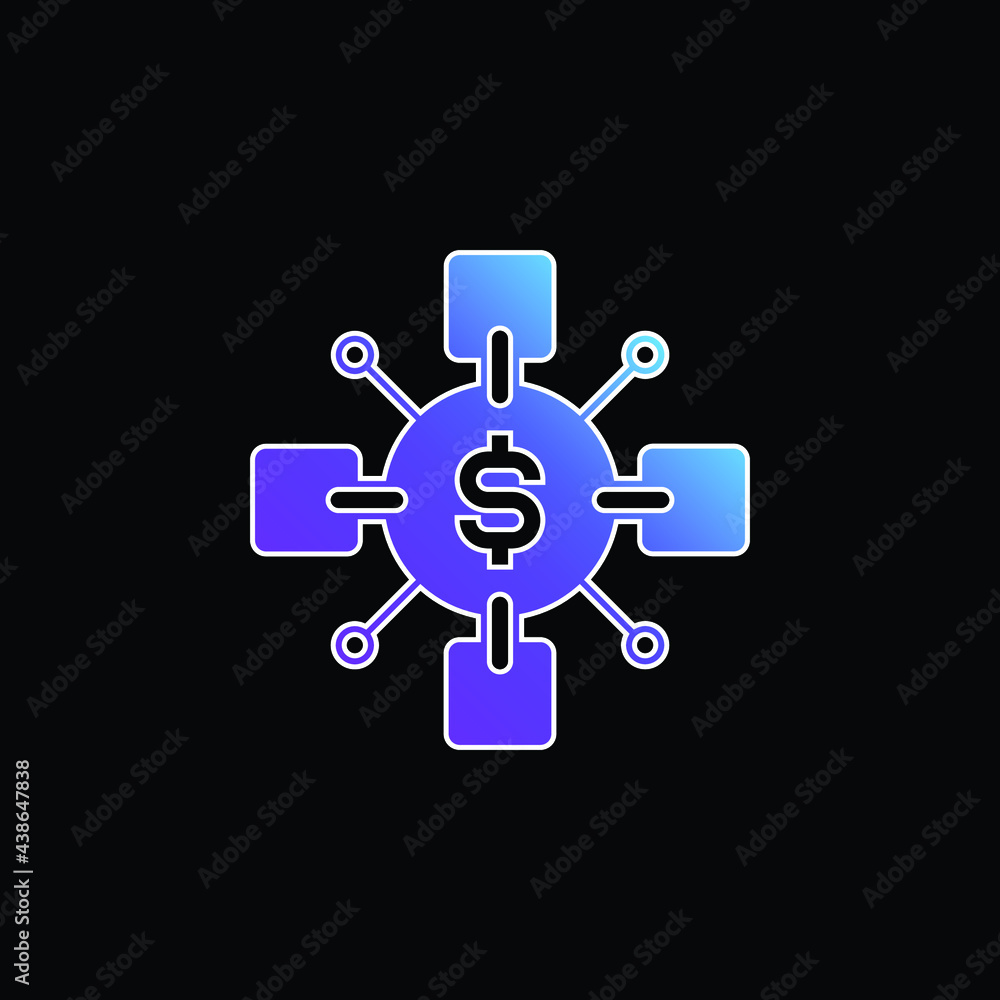 Fototapeta premium Blockchain blue gradient vector icon