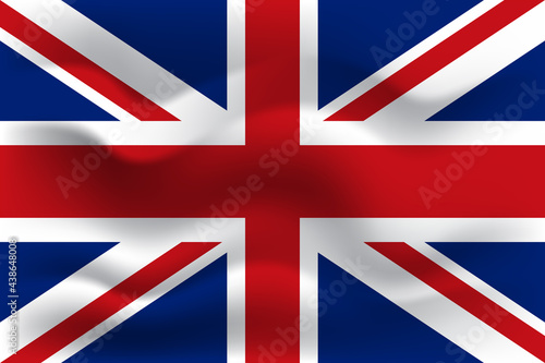 Vector flag of United Kingdom. UK waving flag background.