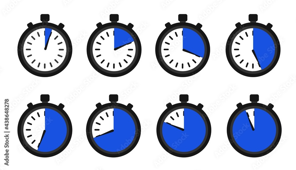 Timers set on white backdrop. Web timer icon. Modern vector design elements set. Countdown Timers set on white backdrop. Web timer icon. Modern vector design elements set. Countdown