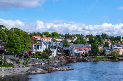 Norwegian fjord city landscape