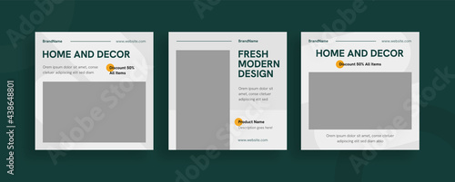 Set of editable templates for Instagram post, Facebook square frame, social media, decor, advertisement, and business promotion, fresh design with white green color and minimalist vector (2/3)