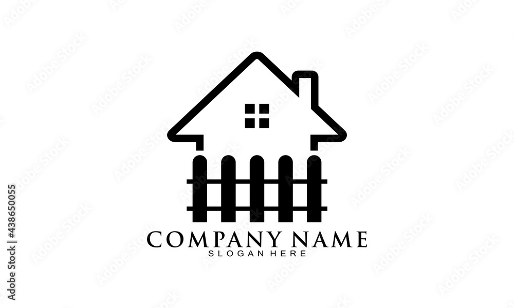 Simple house fence vector logo Simple house fence vector logo