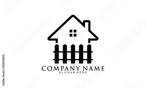 Simple house fence vector logo