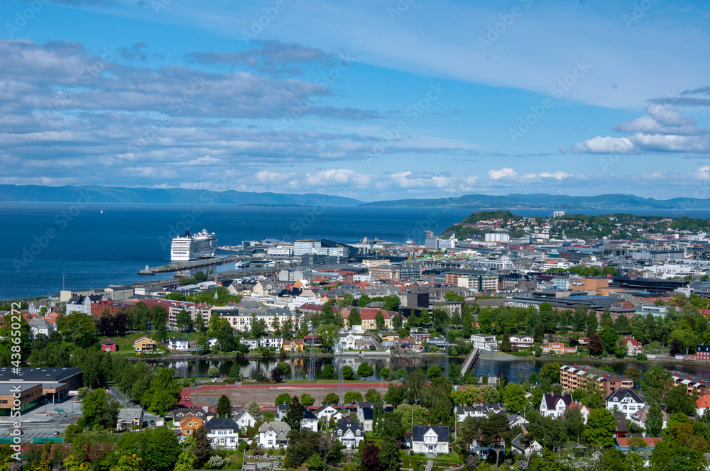 Panorama of the city in Norway from above