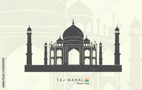 Fototapeta Illustration of isolated the Taj Mahal in India.