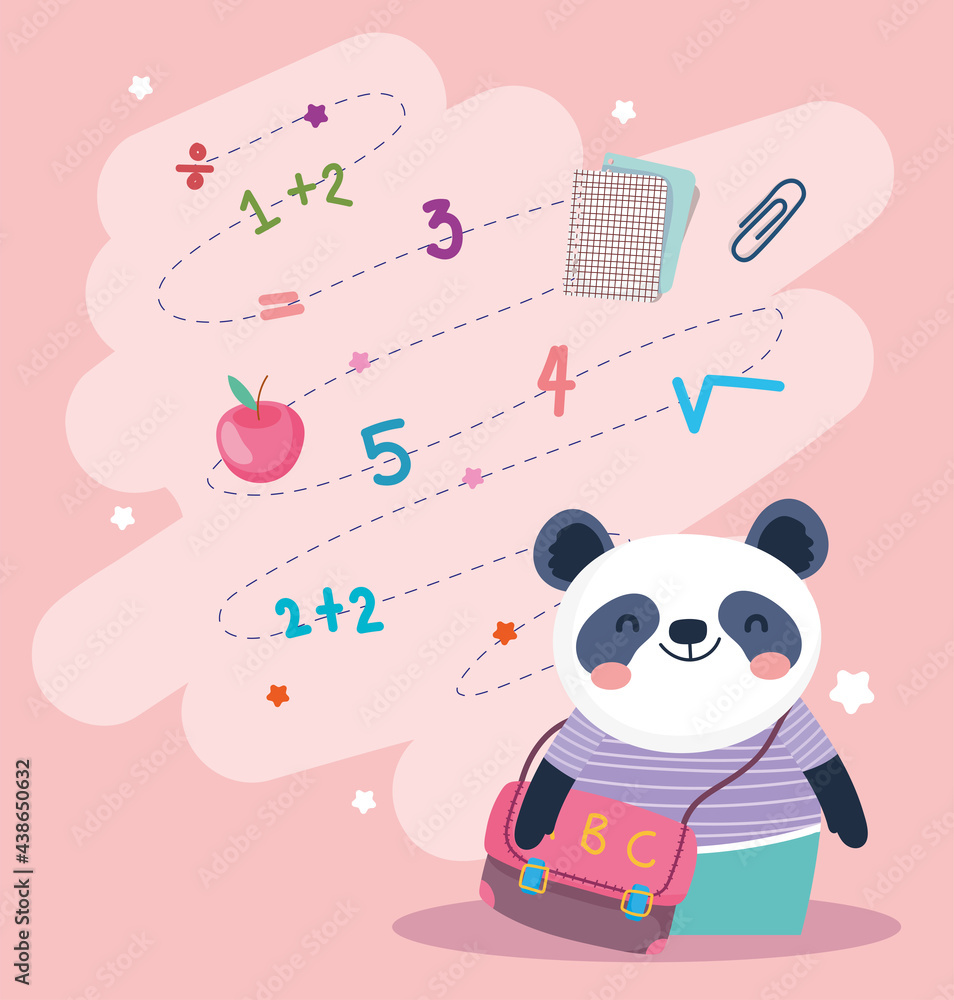 Obraz premium panda with school bag