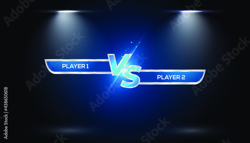 Versus VS screen banner for battle or comparision vector with spotlights background
