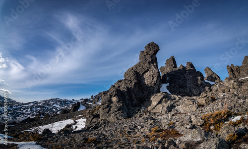 Ural mountains Konzhakovsky and Serebryansky kamen in May, Russia, Sverdlovsk region photo