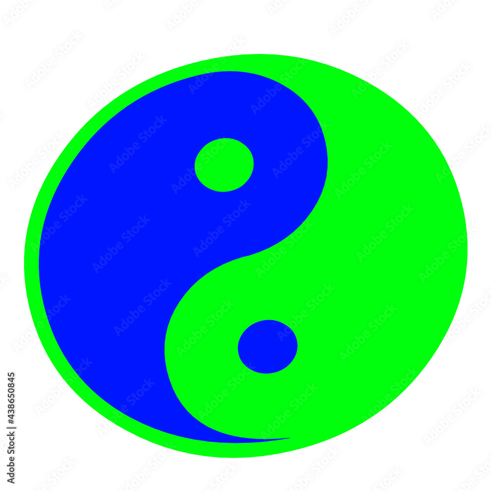 Yin yang symbol with green and blue colors on isolated background Yin yang symbol with green and blue colors on isolated background