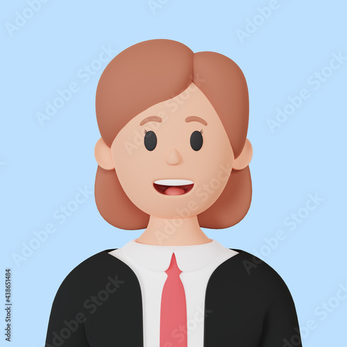3D rendering businesswoman cartoon avatar.