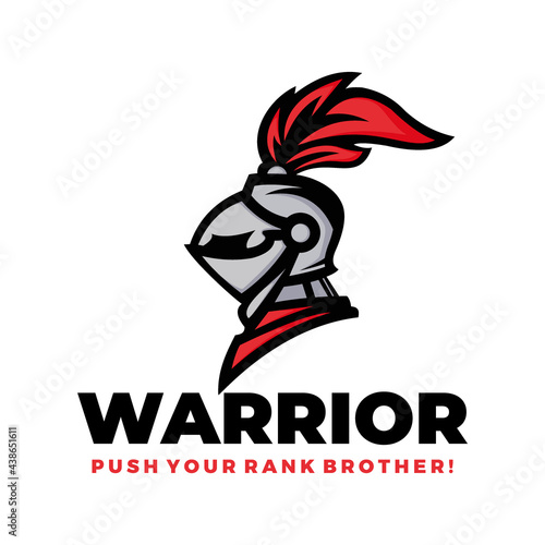 Warrior Mascot e sport logo design Vector