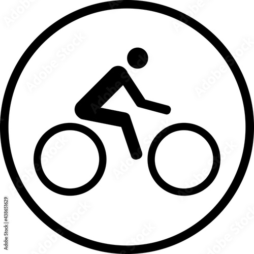 Cycling exercise sign graphics design. Circle white background. Signs and symbols.