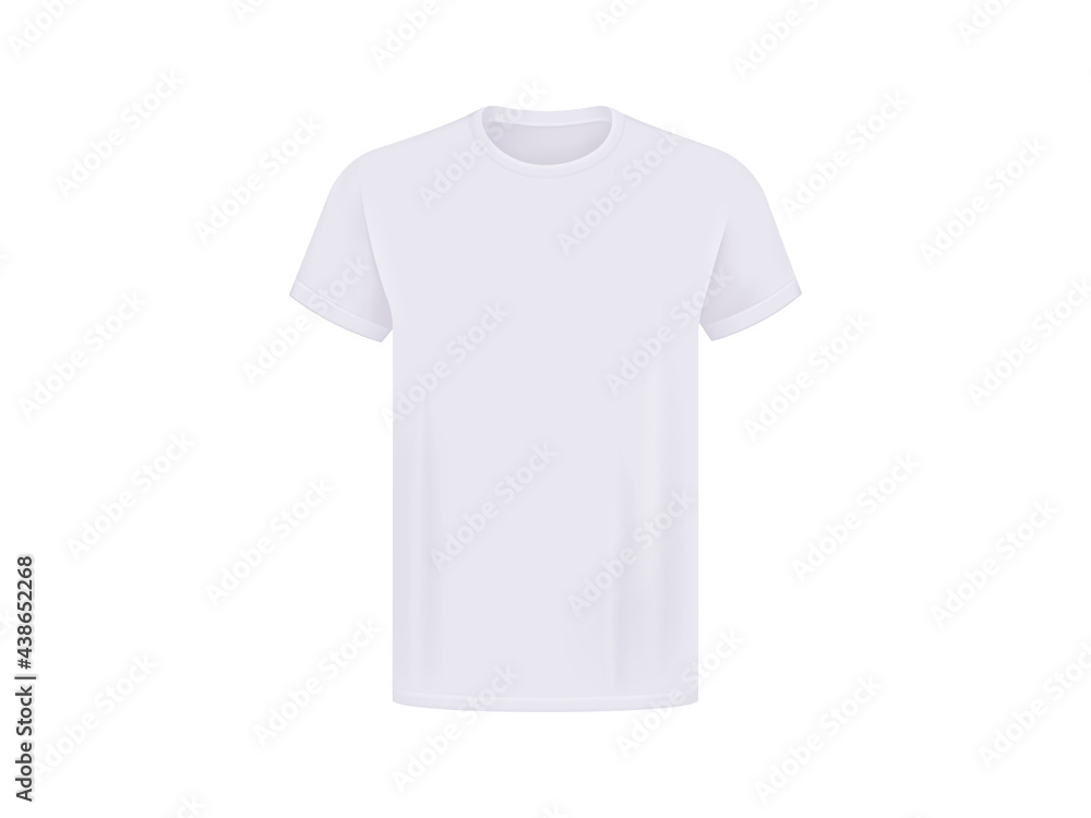 Blank white shirt isolated on white background. Realistic mockup