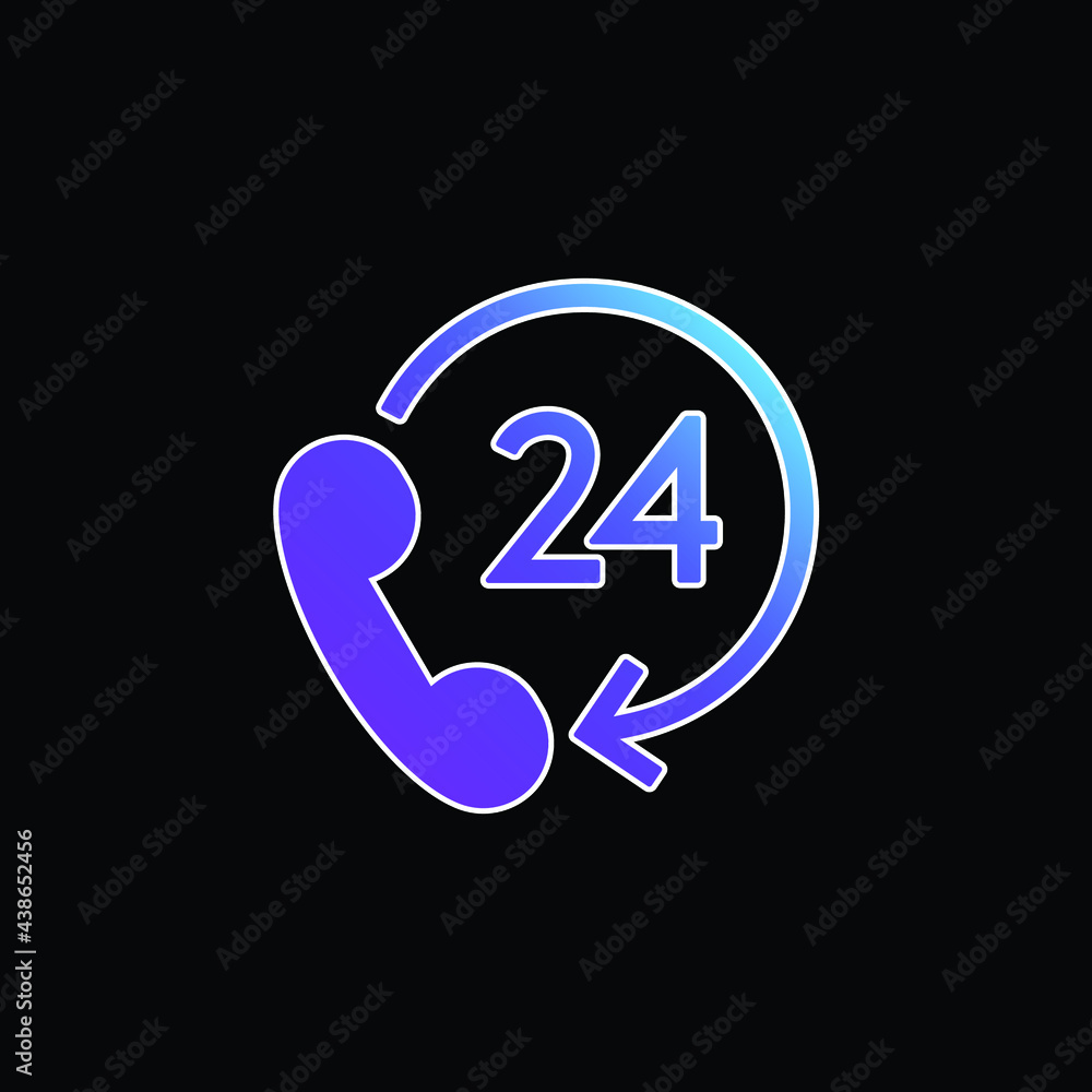 24 Hour Support blue gradient vector icon 24 Hour Support blue gradient vector icon
