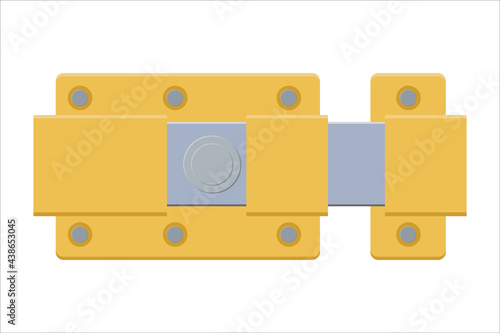 Door latch,  sliding lock with dead bolt in flat style.  Isolated on white background. Vector illustration.
