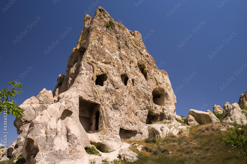 Cave dwellings of early Christians in  Cappadocia, Turkey. Ancient cavetown near Goreme.