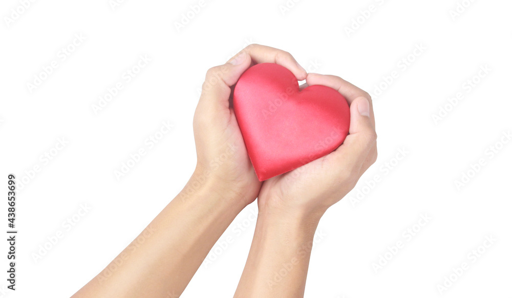 Obraz premium Hands holding red heart. heart health donation concepts