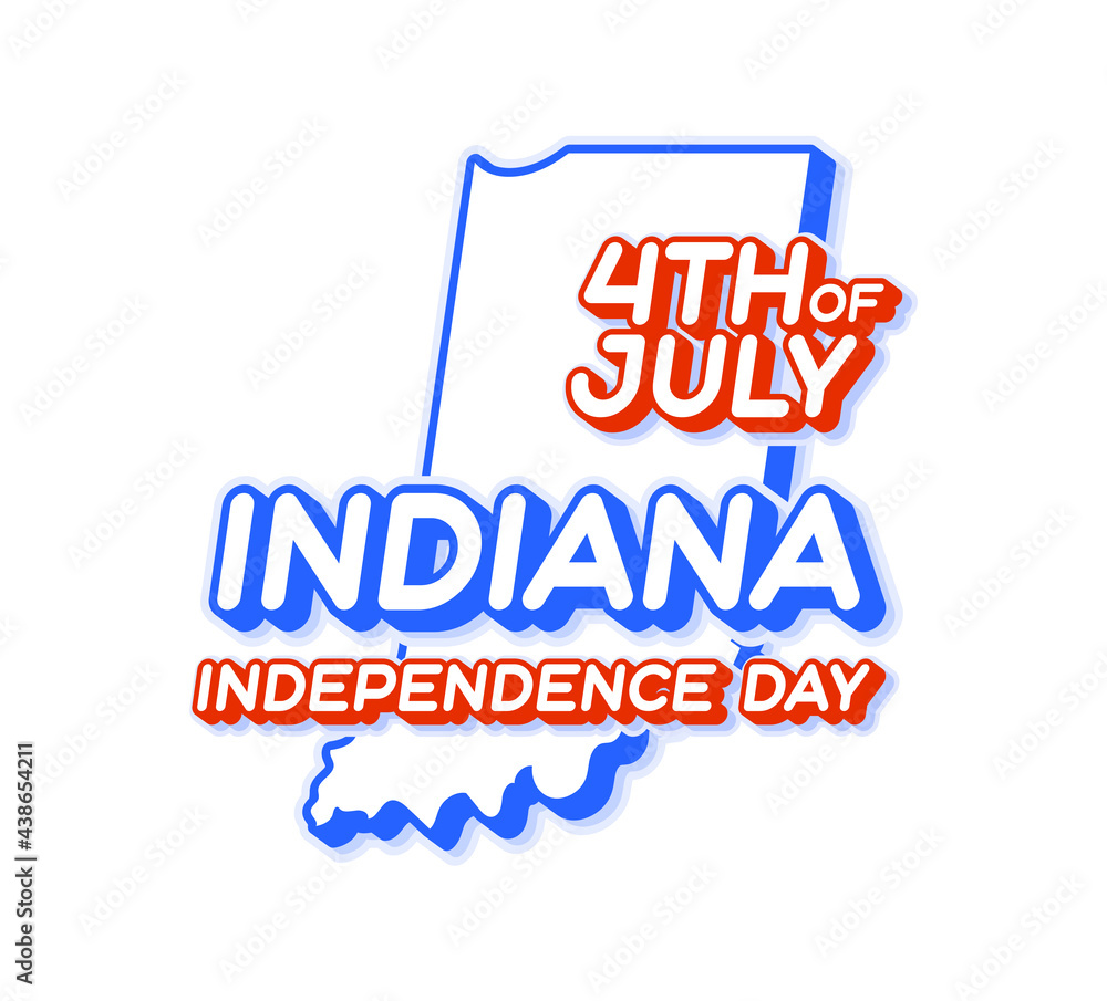 indiana state 4th of july independence day with map and USA national color 3D shape of US state Vector Illustration indiana state 4th of july independence day with map and USA national color 3D shape of US state Vector Illustration