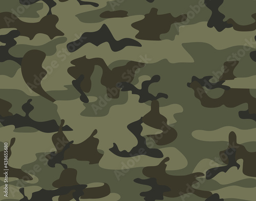 Green camouflage background woodland military texture, modern clothing pattern, classic army print.