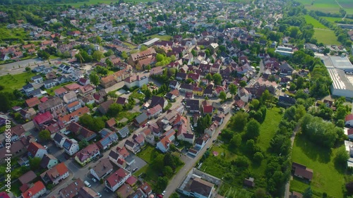 Aerial view of the city Güglingen in Germany. On a sunny morning in spring. photo