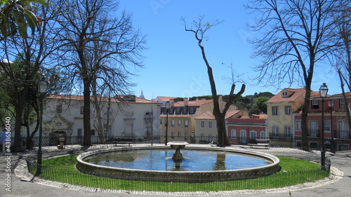 fountain in the center of the city