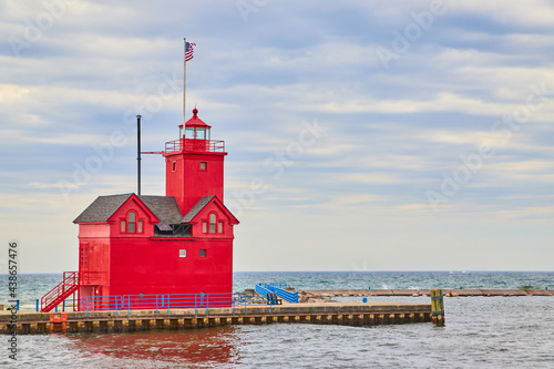 Red Lighthouse Lake Michigan Holland