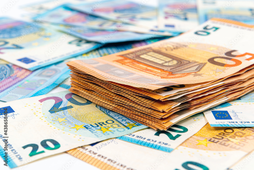 background from euro banknotes, Euro banknote as part of the economic and trading system, Close-up background from euro banknotes, Euro banknote as part of the economic and trading system, Close-up
