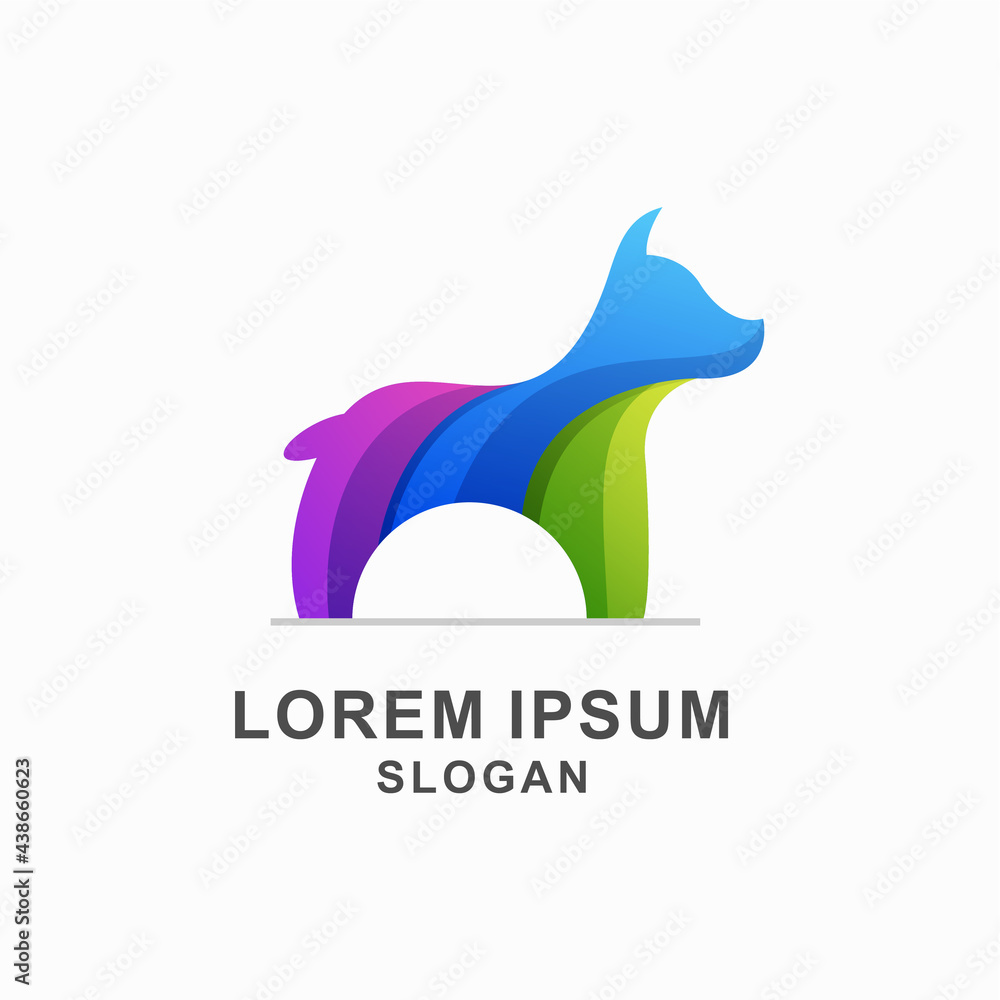 colorful dog logo simple, unique ,and modern and easy to remember. colorful dog logo simple, unique ,and modern and easy to remember.