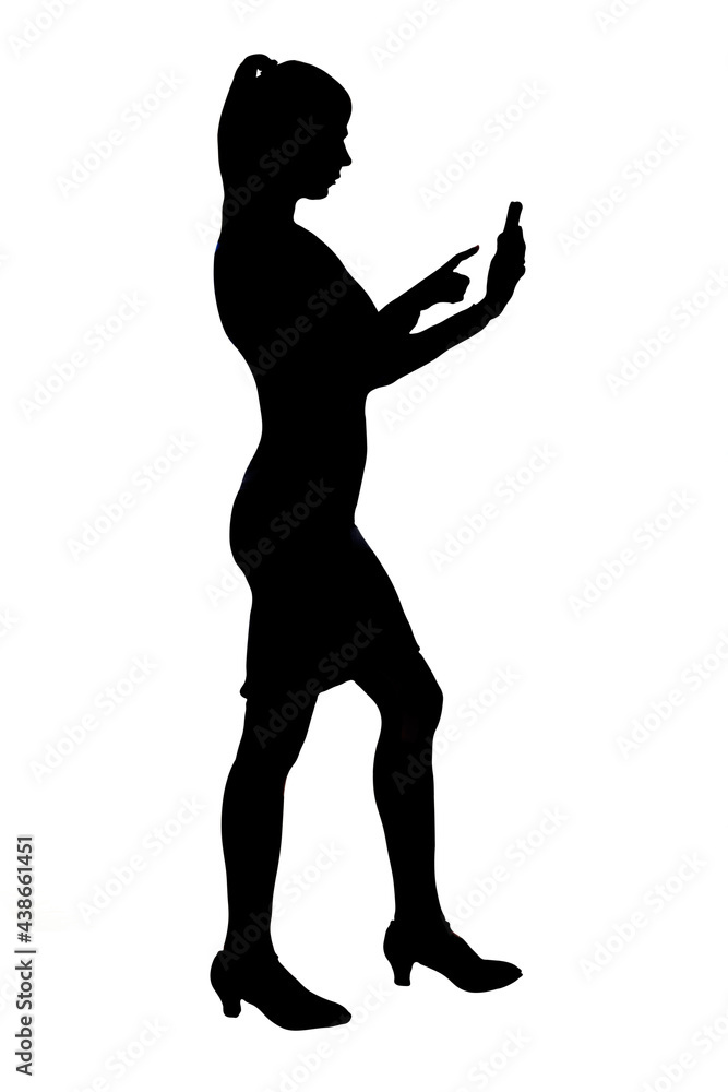 Female Silhouette Using a Smart Phone Touch Screen