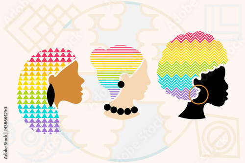 Pride people diversity women collection set vector. Multiracial lgbt girls silhouettes with multicolored rainbow hair. Transgender and homosexuality concept flat cartoon illustration