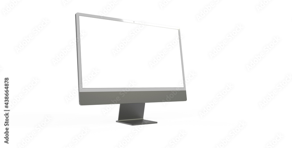 Realistic flat screen computer monitor 3d style mockup with blank screen isolated 3d Realistic flat screen computer monitor 3d style mockup with blank screen isolated 3d