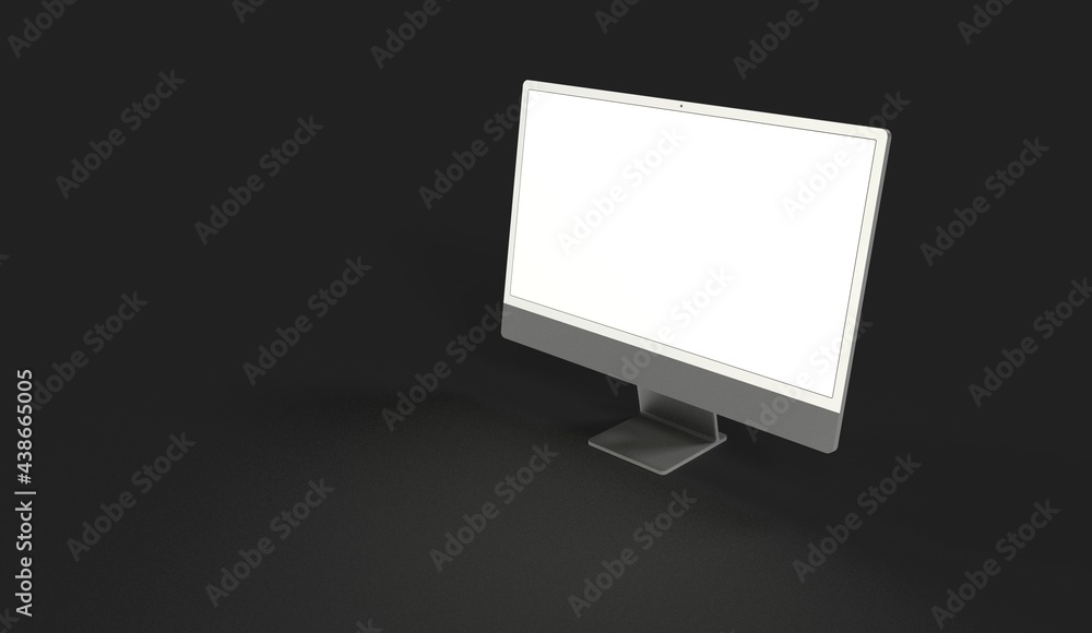 Computer display mock up with blank white screen. Stylish desktop computer mockup 3D Computer display mock up with blank white screen. Stylish desktop computer mockup 3D