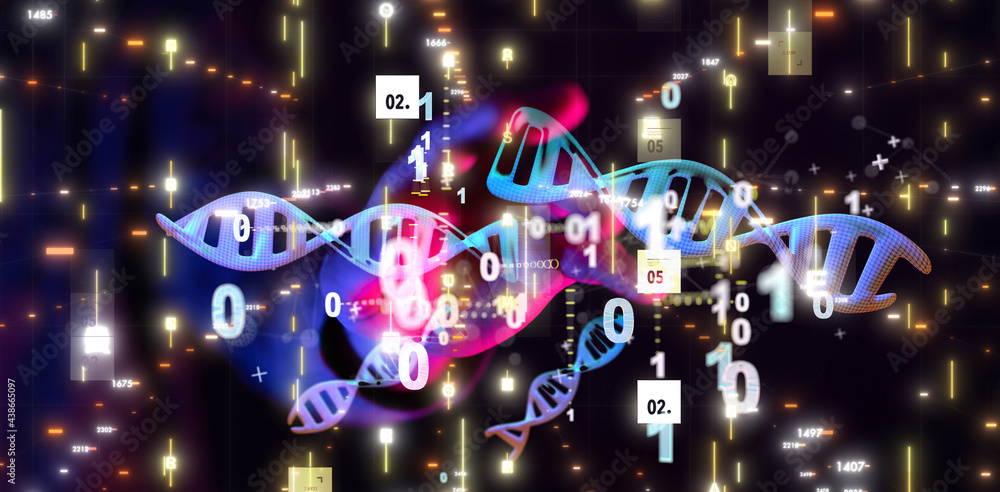 Businessman holding a 3d render DNA. Businessman holding a 3d render DNA.