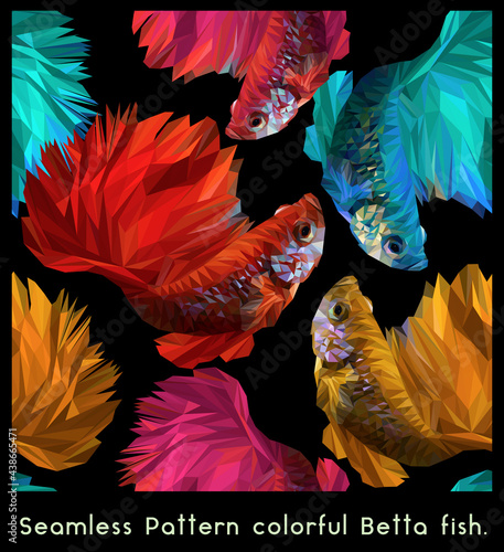 Seamless patterns art of betta fish.