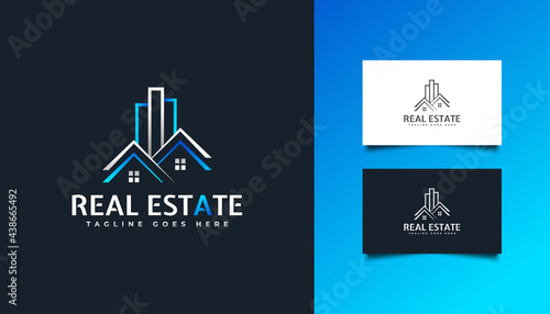 Modern Real Estate Logo in Minimalist Style. Construction, Architecture, Building, or House Logo