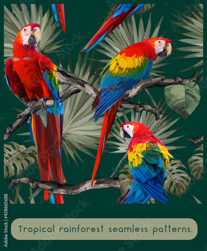 Seamless patterns art of Amazon tropical rainforest lifes.