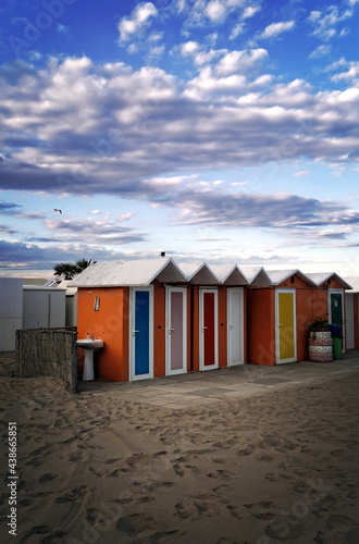 Colorful cabins on the beach