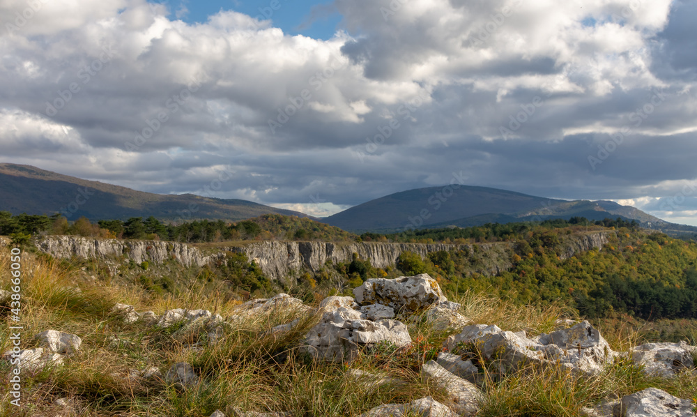 The hidden places in Slovenia: Kraški rob. Beautiful color photo with cloudy sky. Where the Karst and Istria meet.