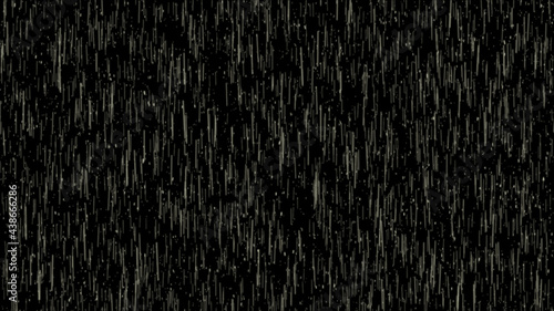 Abstract background of heavy rain on the background of flying snowflakes. 4K. Winter landscape background. Isolated black background.