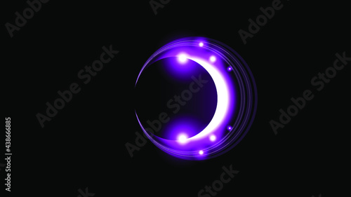 Sun Eclipse Purple Fire Dark Background Vector Moon Design Style Space Science Glow Light